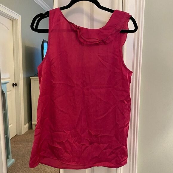 Ann Taylor Loft hot pink top with ruffle detail size L - Picture 6 of 11